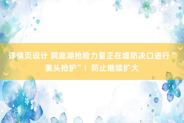 详情页设计 洞庭湖抢险力量正在堤防决口进行“裹头抢护”！防止继续扩大