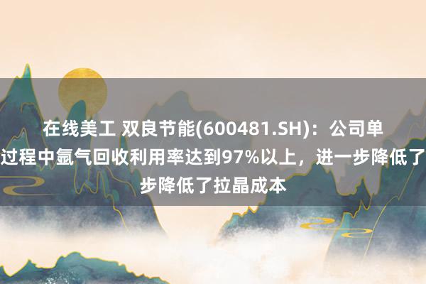 在线美工 双良节能(600481.SH)：公司单晶硅生产过程中氩气回收利用率达到97%以上，进一步降低了拉晶成本