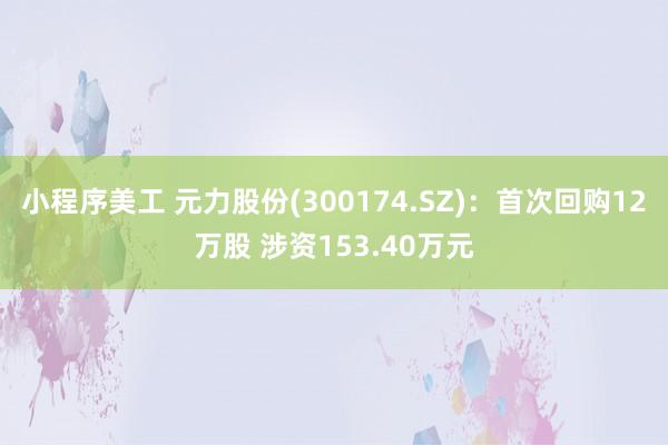 小程序美工 元力股份(300174.SZ)：首次回购12万股 涉资153.40万元