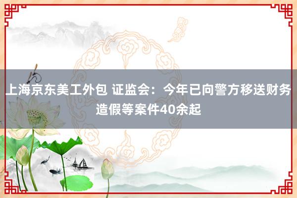 上海京东美工外包 证监会：今年已向警方移送财务造假等案件40余起