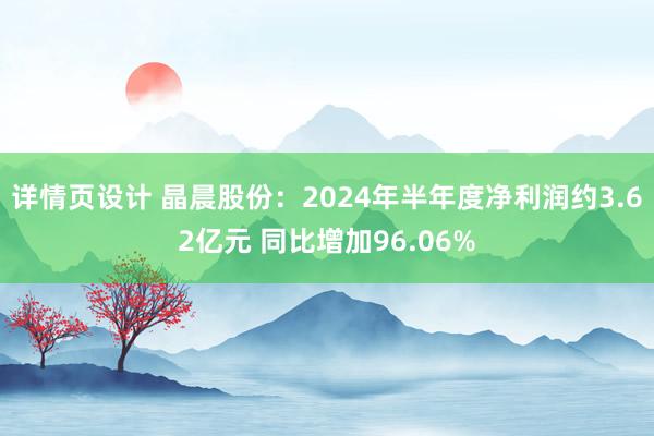 详情页设计 晶晨股份：2024年半年度净利润约3.62亿元 同比增加96.06%