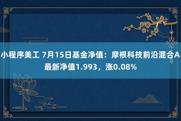 小程序美工 7月15日基金净值：摩根科技前沿混合A最新净值1.993，涨0.08%